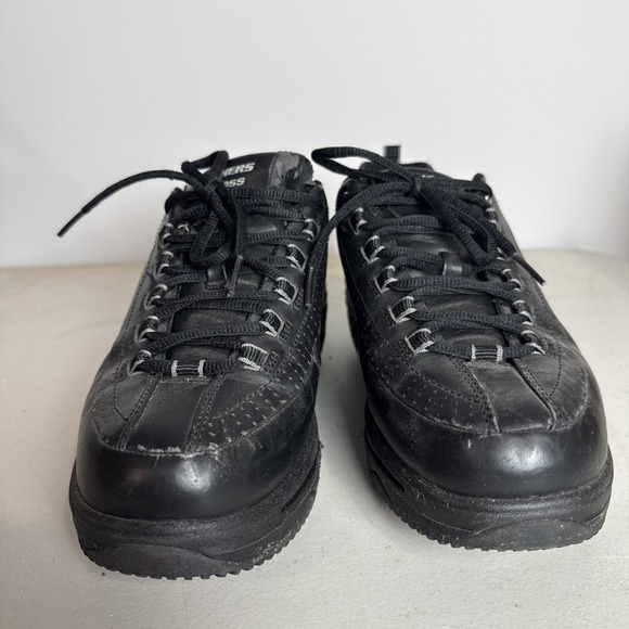 Skechers Work Shoe Men's Sz 9 Shape Ups Work Walking Black Leather Non-Slip - Picture 7 of 15